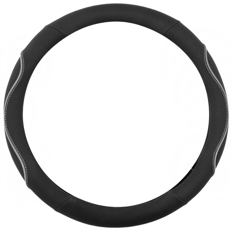 Κάλυμμα Τιμονιού WAVY 38cm - ΜΑΥΡΟ/ΓΚΡΙ