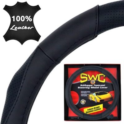 Κάλυμμα Τιμονιού Δέρμα CURVES 38cm - ΜΑΥΡΟ